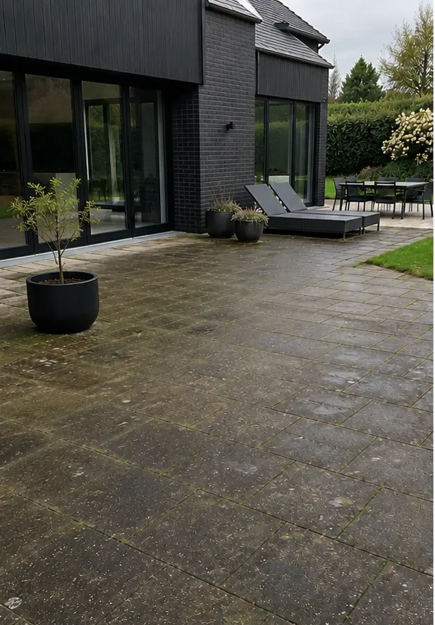 Før: Store terrassefliser
